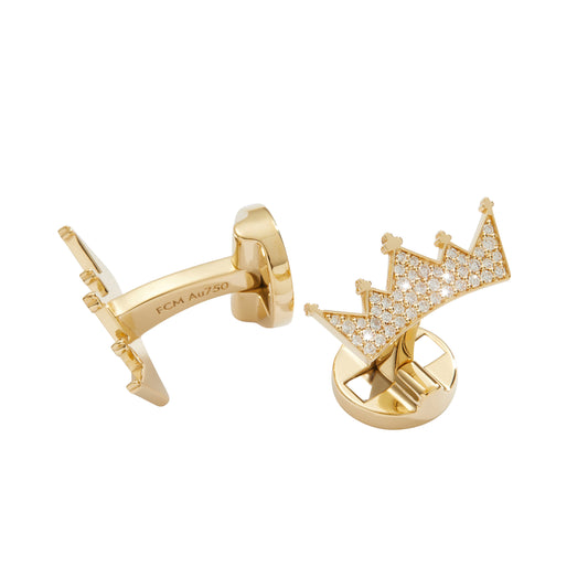 Medium Crown Diamond Micro Pave Cufflink Pair
