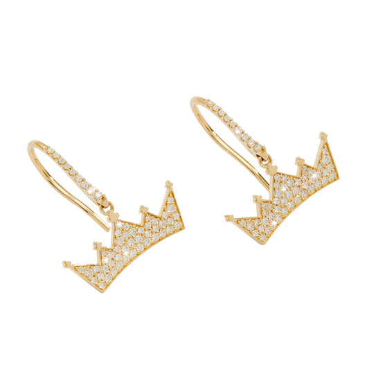 Medium Crown Diamond Micro Pave Drop Earring