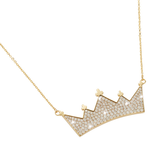 1 of 1 Statement Diamond Micro Pave Extra Large Crown Necklace