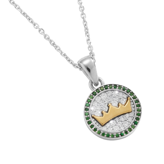 Round Small Tsavorite and Diamond Pendant