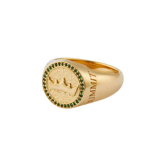 Level 2 Tsavorite Solid Metal Signet Ring