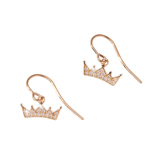 Petite Diamond Micro Pave Crown Drop Earring